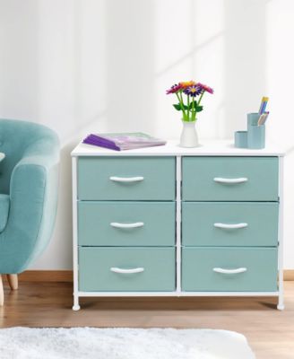 6 Drawers Dresser- Storage Unit with Steel Frame, Wood Top, Fabric Bins - for Bedroom, Closet, Office and more