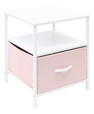 1 Drawers Nightstand with Shelf - Steel Frame, Wood Top & Easy Pull Fabric Bins - Perfect for Home, Bedroom, Office & College Dorm