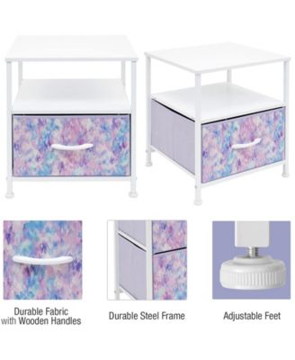 1 Drawers Nightstand with Shelf - Steel Frame, Wood Top & Easy Pull Fabric Bins - Perfect for Home, Bedroom, Office & College Dorm