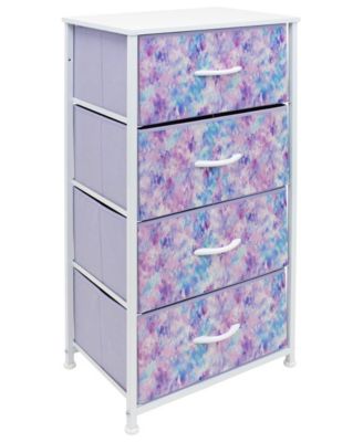 4 Drawers Chest Nightstand - Storage for Closet, Home, College Dorm - Features Steel Frame, Wood Top, & Fabric Bins