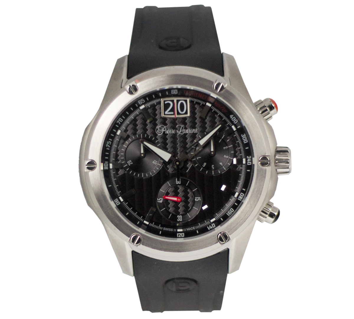 Men's Performance Swiss Chronograph Rubber Strap Watch 45mm - Stainless Steel