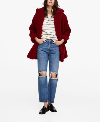 macy's shearling coats womens