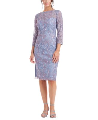 JS Collections Embroidered Mesh Sheath Dress - Macy's