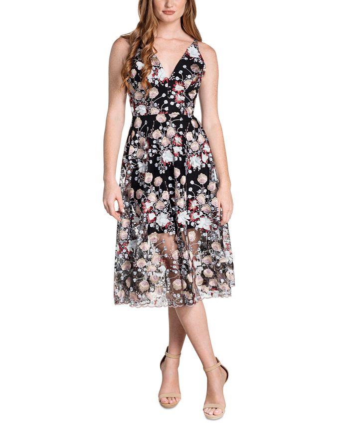 Dress the Population Audrey Floral-Print Midi Dress - Macy's