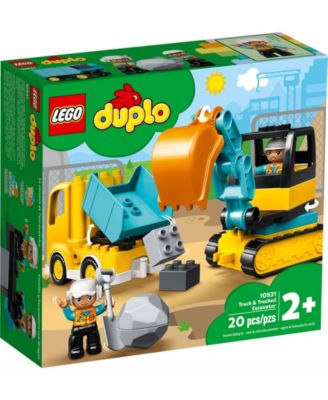 Duplo 10931 Truck & Tracked Excavator Toy Building Set with Construction Worker Minifigures