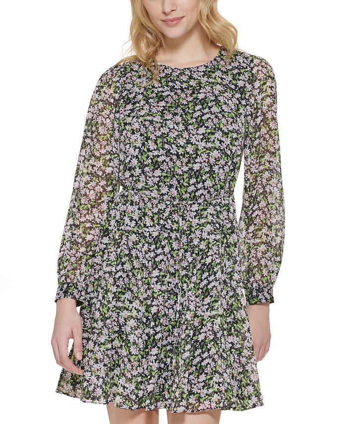 Petite Daisy Garden Godet Fit Flare Dress