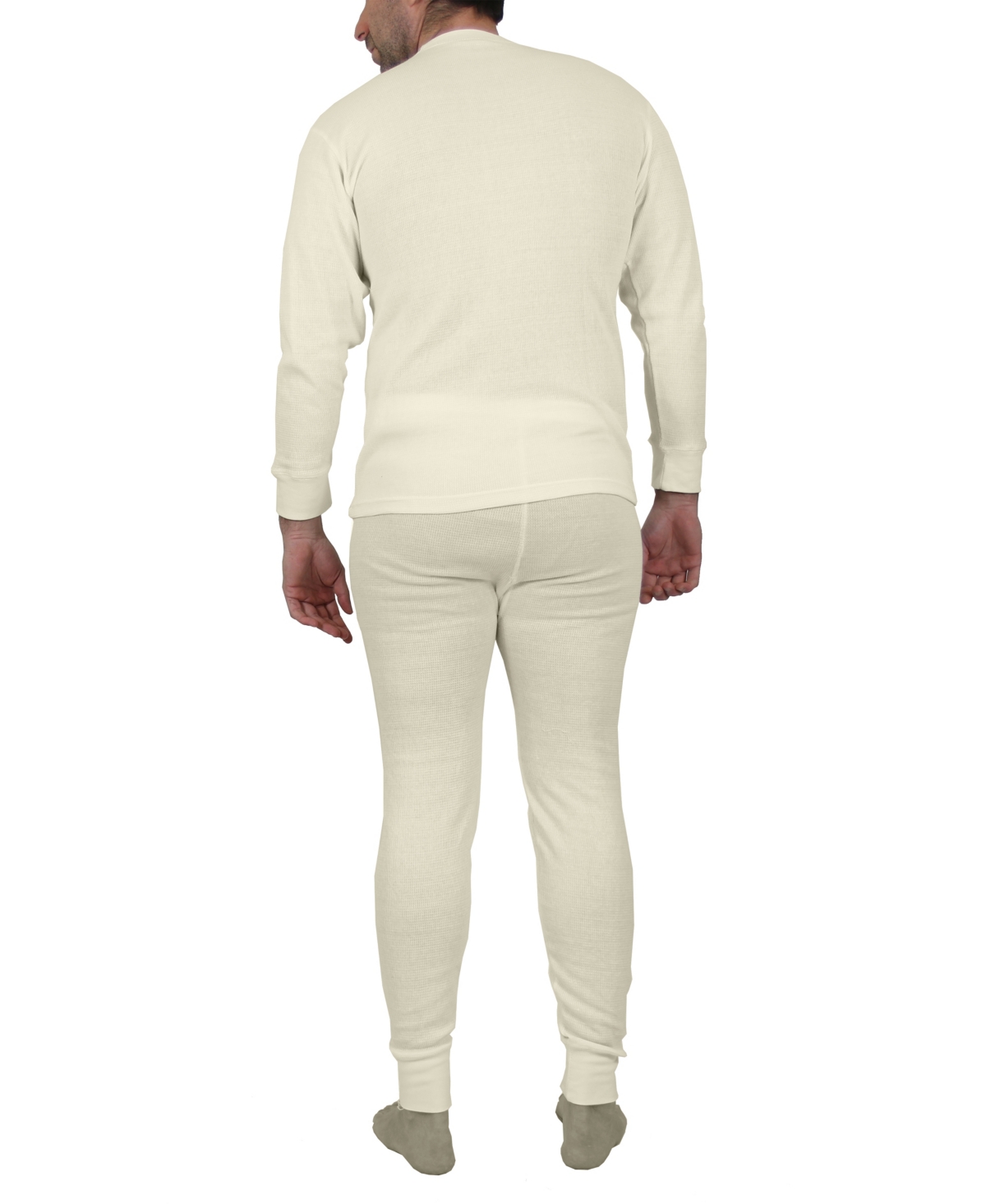 Galaxy By Harvic Men's Winter Thermal Top and Bottom, 4 Piece Set - Navy and Natural