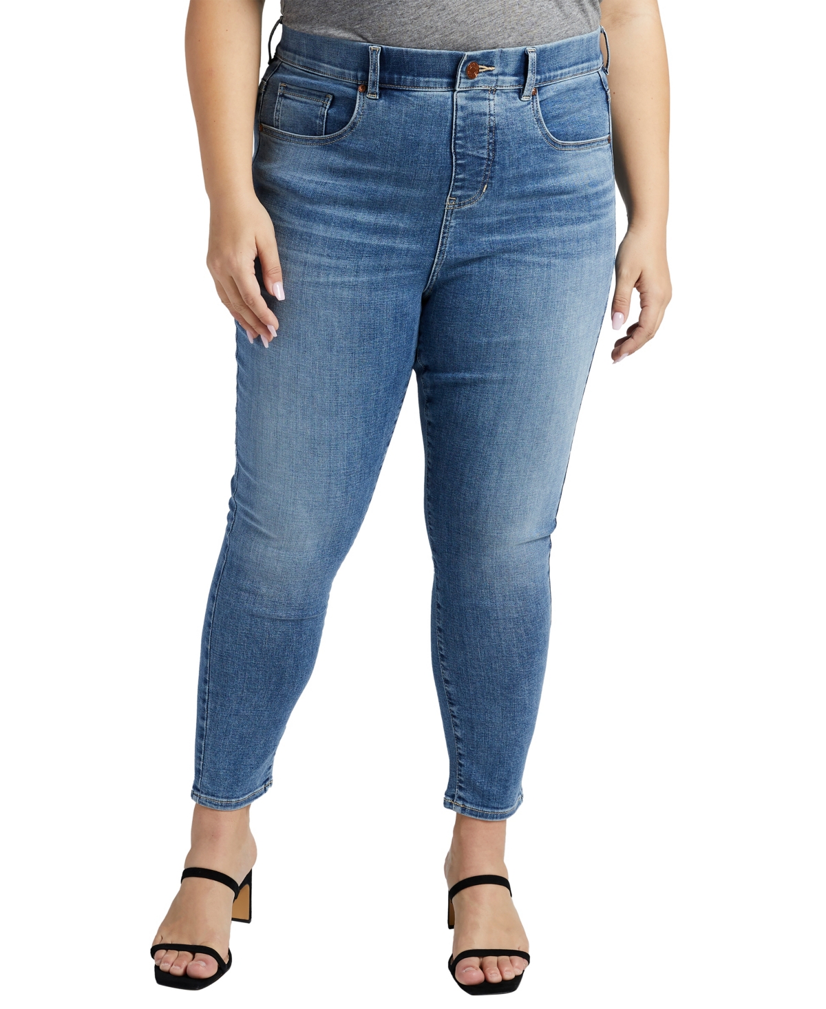 Shop Jag Plus Size Valentina High Rise Skinny Crop Pull-on Jeans In Boardwalk