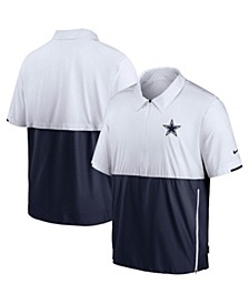 Men's White, Navy Dallas Cowboys Sideline Coaches Half-Zip Short Sleeve Jacket