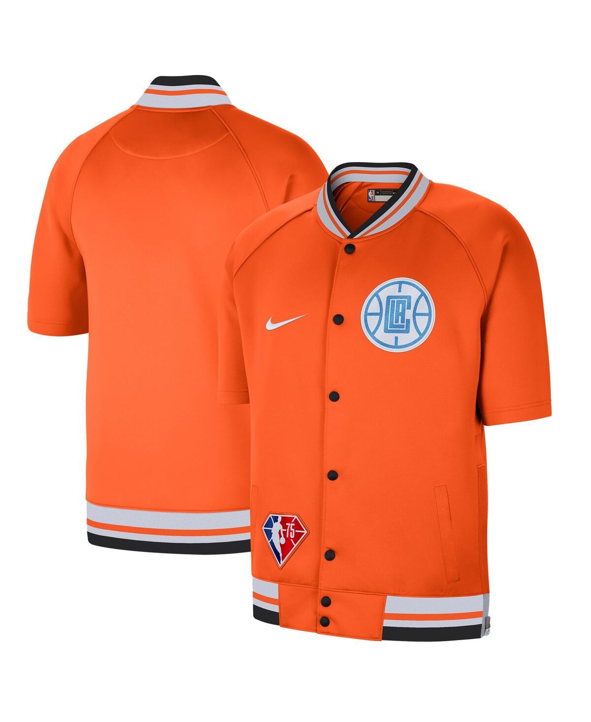 Men's Nike Orange, White La Clippers 2021/22 City Edition Therma Flex Showtime Short Sleeve Full-Snap Bomber Jacket - Orange, White
