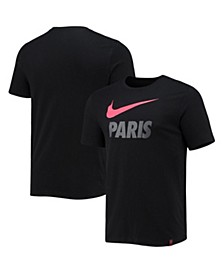 Men's Black Paris Saint-Germain Logo Swoosh Club T-shirt