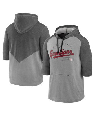 Men's Heather Charcoal, Heather Gray Cleveland Guardians Team Modern Arch 3/4 Sleeve Pullover Hoodie