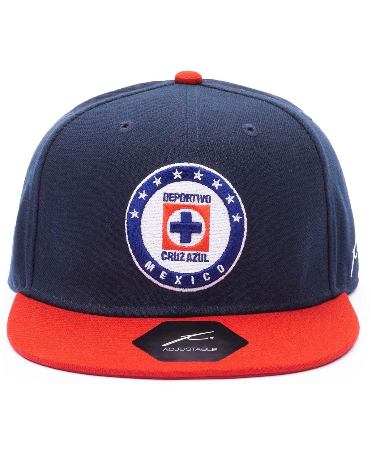 Shop Fan Ink Men's Navy And Red Cruz Azul Team Snapback Adjustable Hat In Navy,red