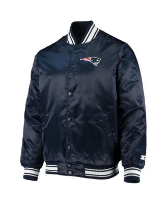Men's Navy New England Patriots Locker Room Satin Varsity Full-Snap Jacket