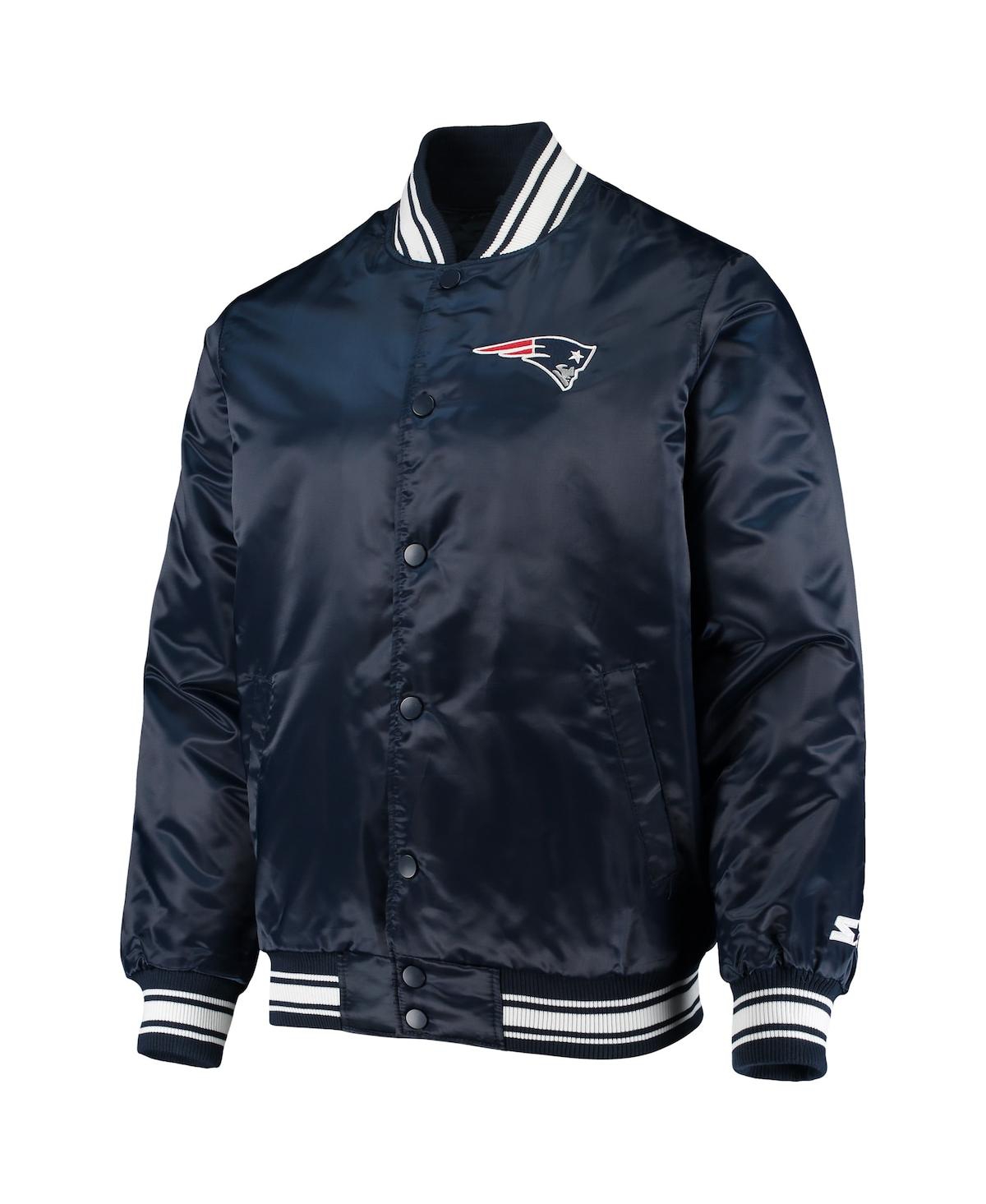 Men's StarterNew England Patriots Locker Room Satin Varsity Full-Snap Jacket - Navy