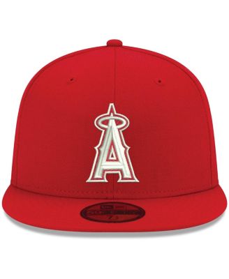 Men's Red Los Angeles Angels Logo White 59FIFTY Fitted Hat