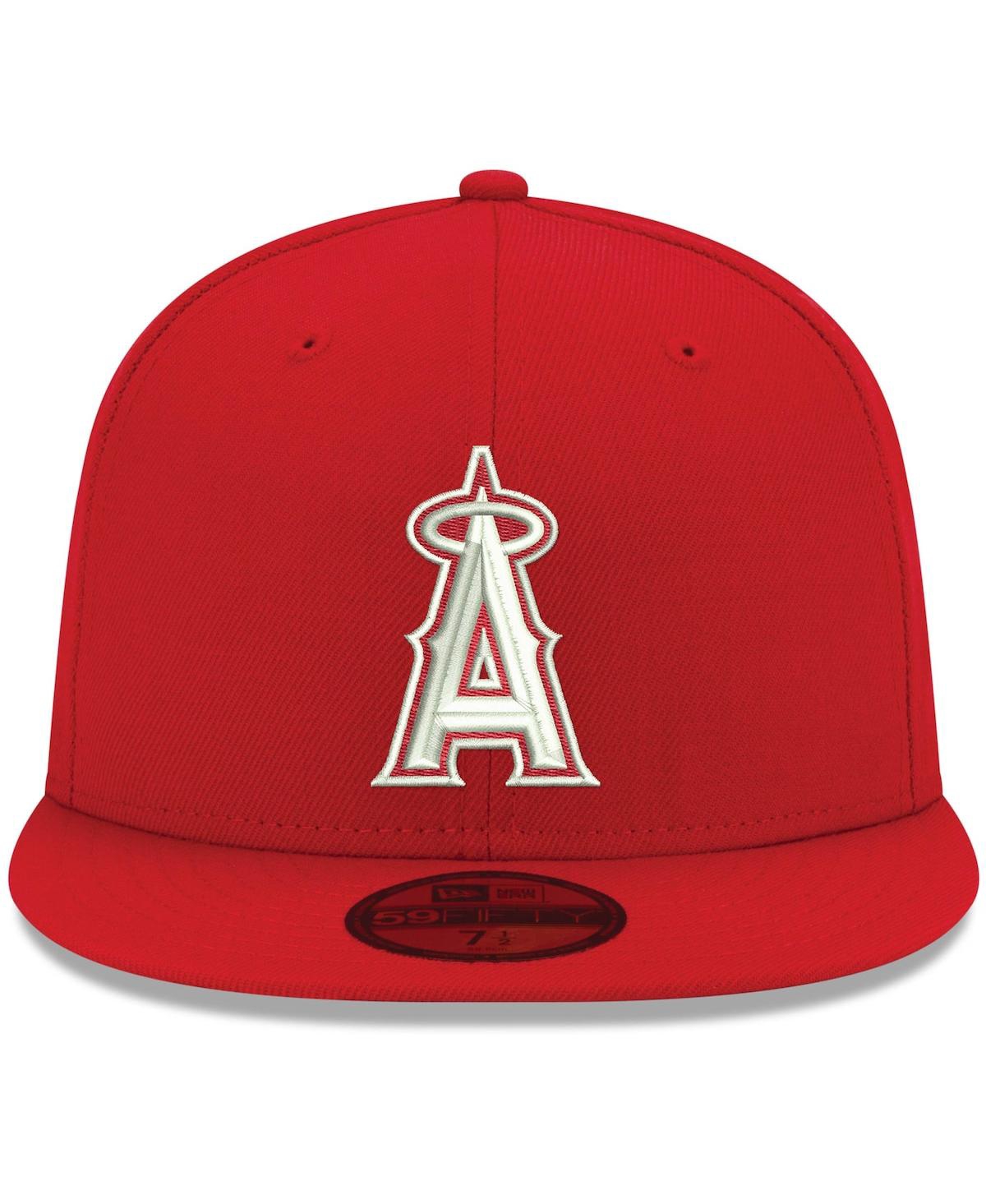 Men's New EraLos Angeles Angels Logo White 59FIFTY Fitted Hat - Red