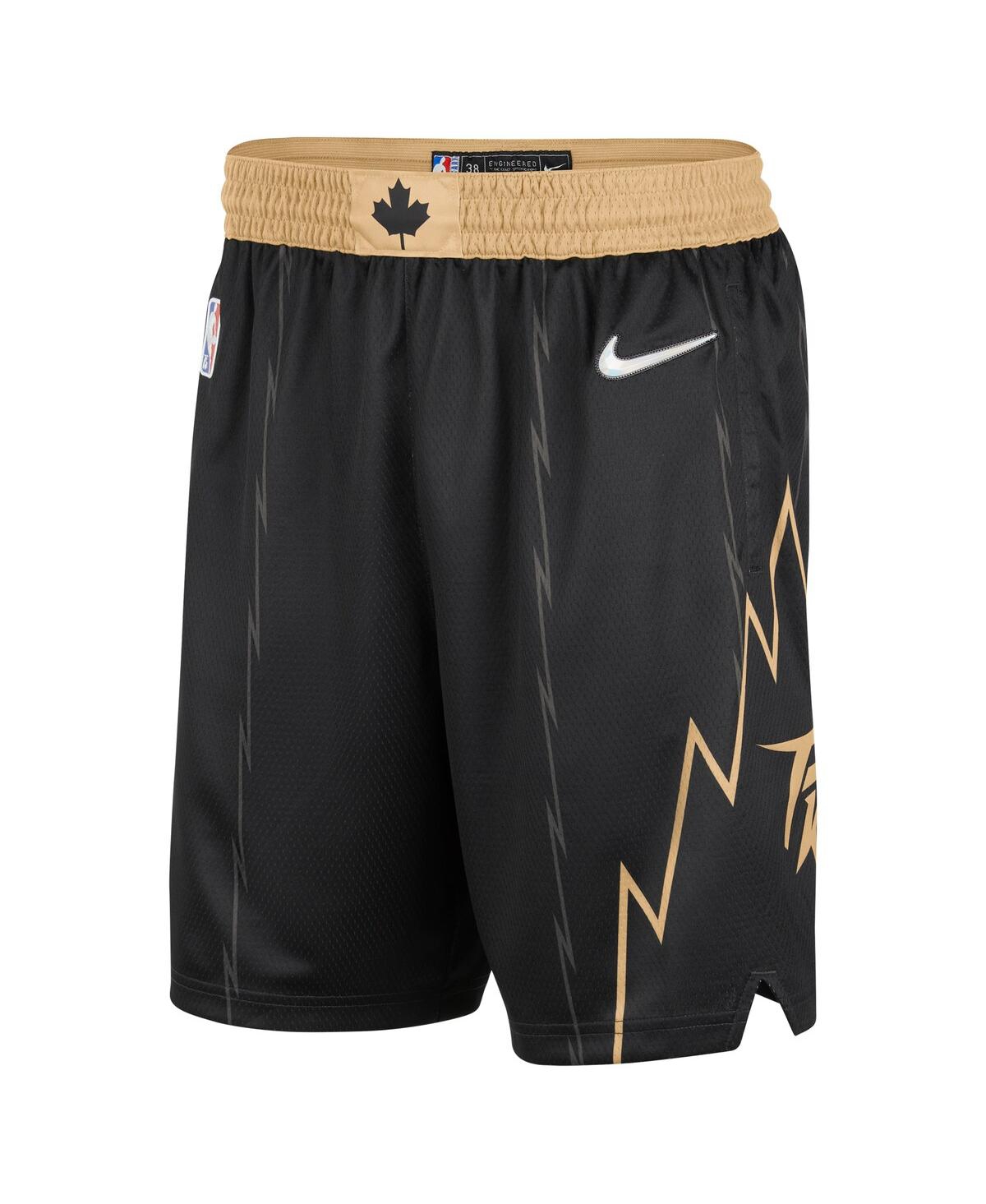 Shop Nike Men's  Black And Gold Toronto Raptors 2021/22 City Edition Swingman Shorts In Black,gold