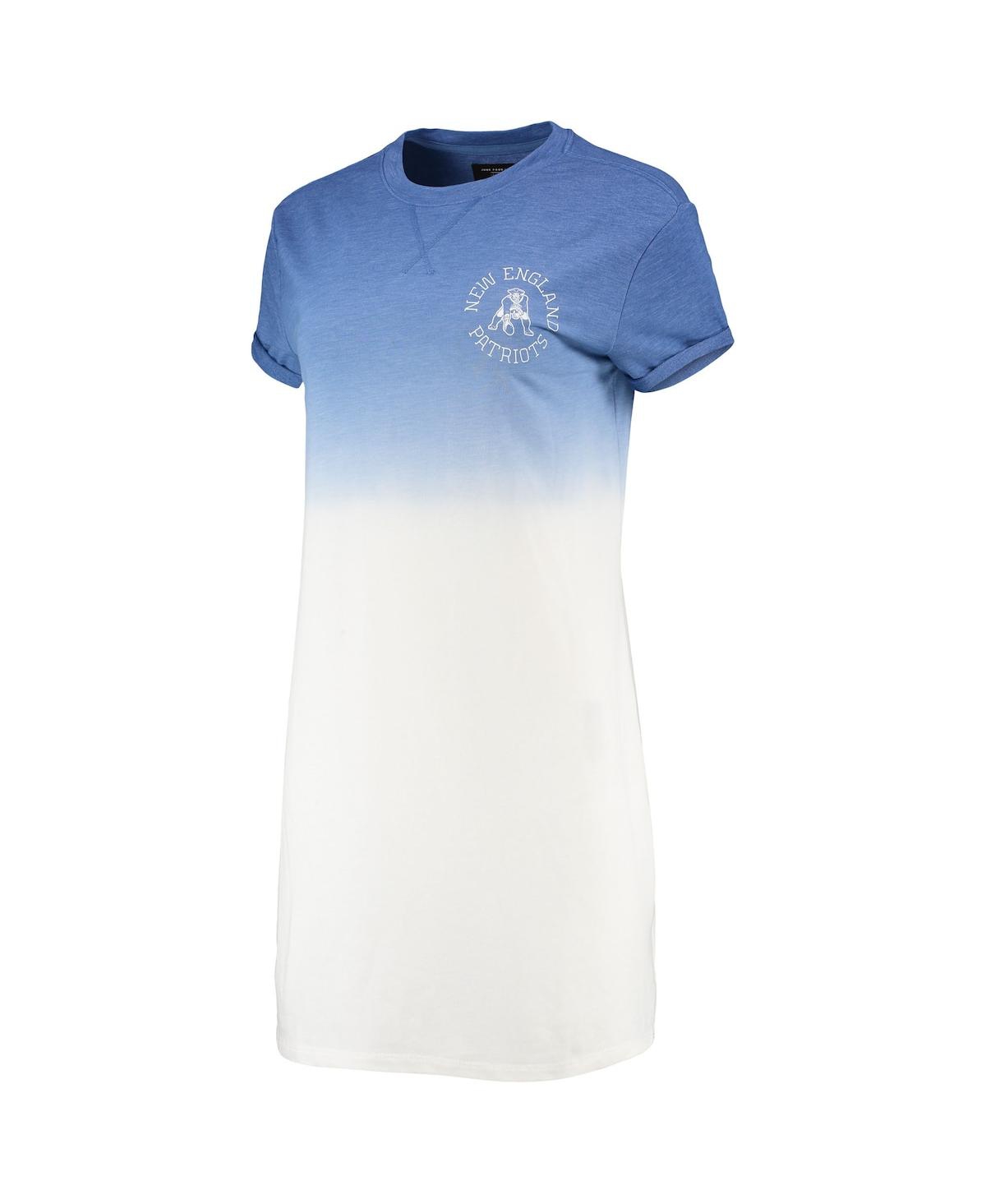 Shop Junk Food Women's  Heathered Royal And White New England Patriots Ombre Tri-blend T-shirt Dress In Heathered Royal,white