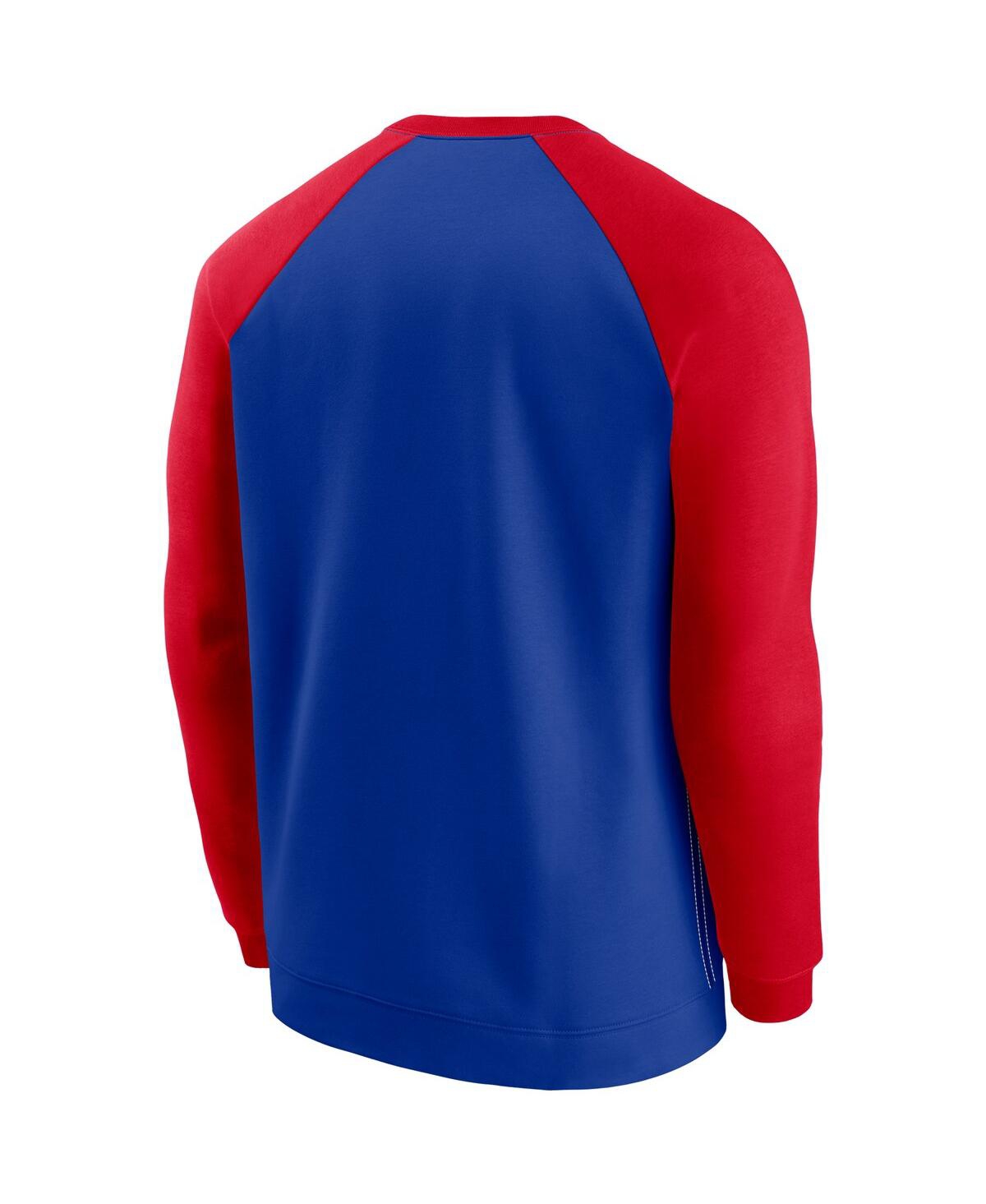 Men's Nikeand Red New England Patriots Historic Raglan Crew Performance Sweater - Royal, Red