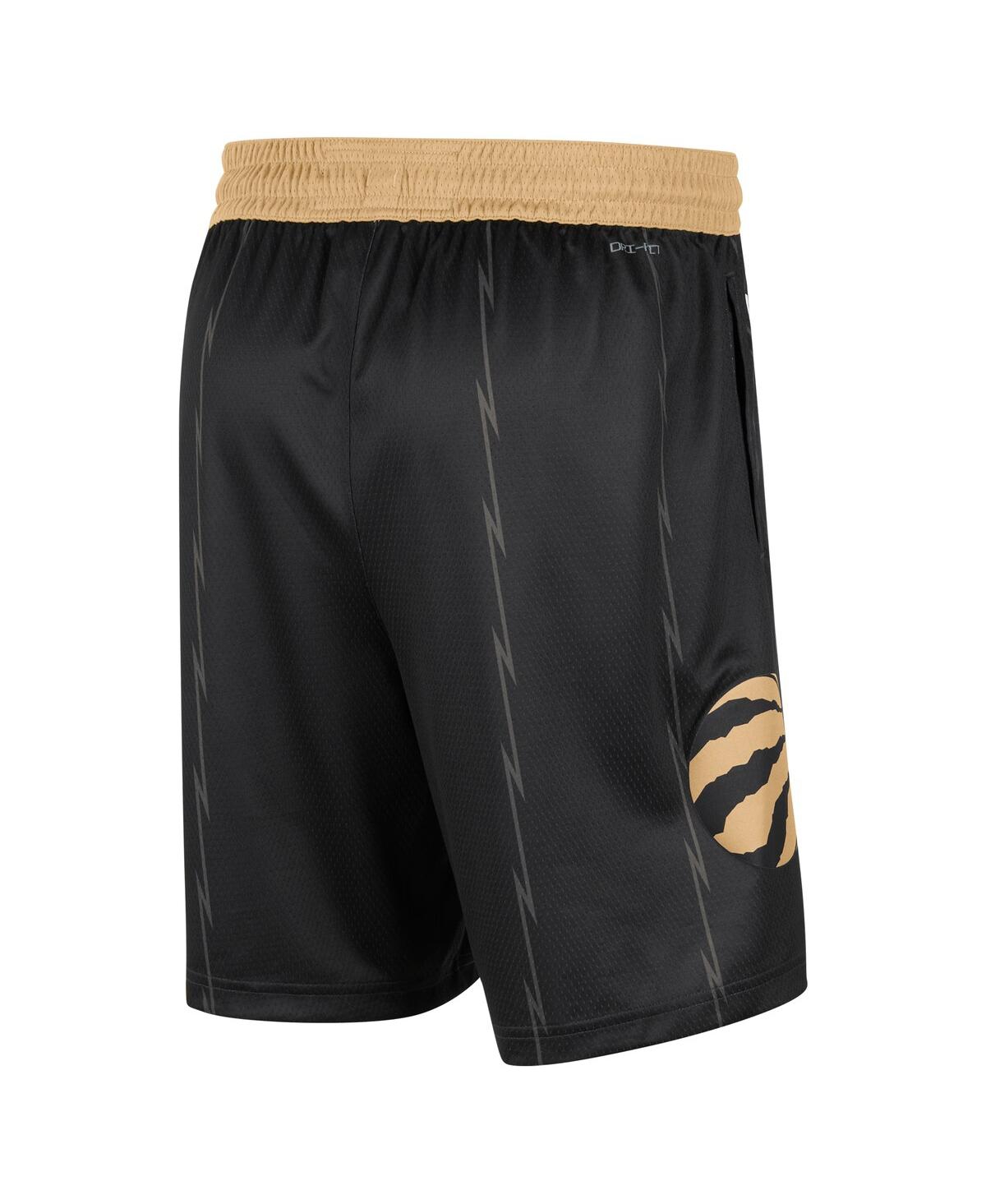 Shop Nike Men's  Black And Gold Toronto Raptors 2021/22 City Edition Swingman Shorts In Black,gold