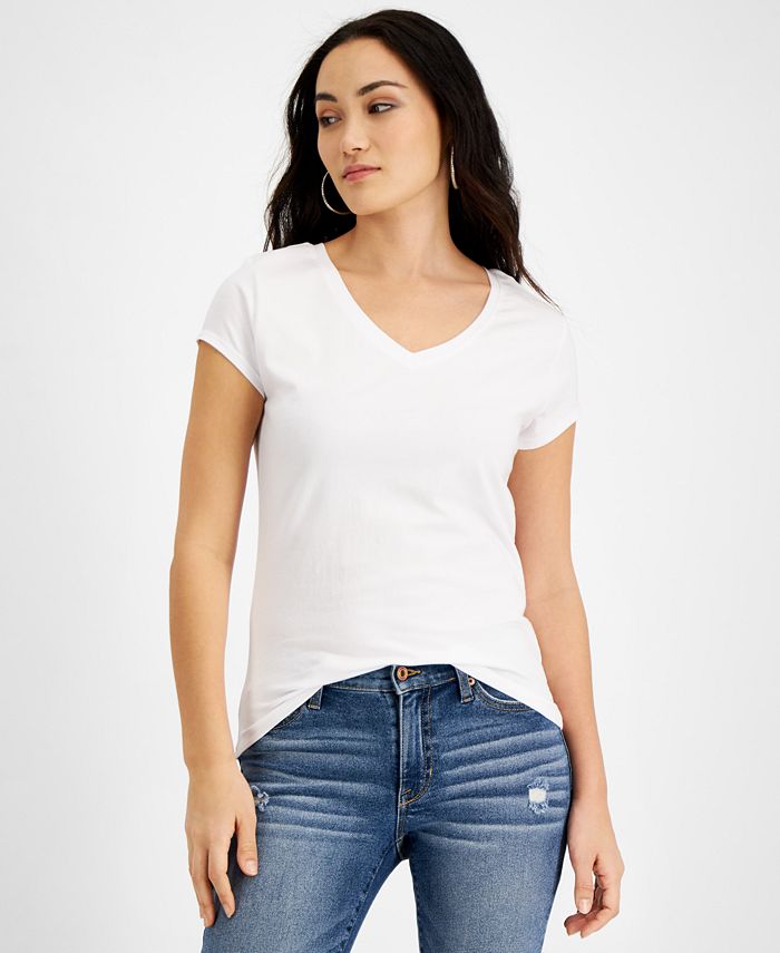 JAMIE & LAYLA Petite V-Neck Cap-Sleeve T-Shirt - Macy's