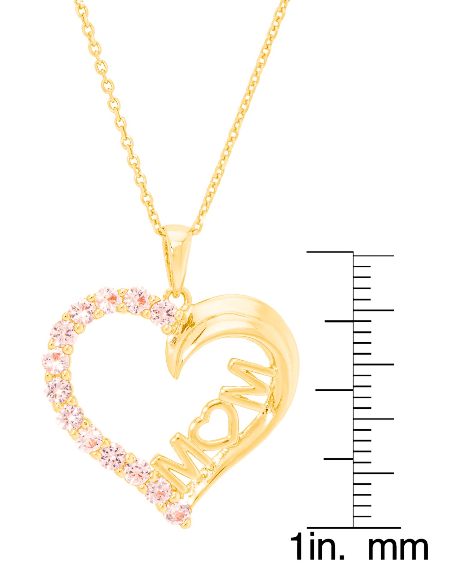 Simulated Morganite Mom Heart Pendant 18" Necklace