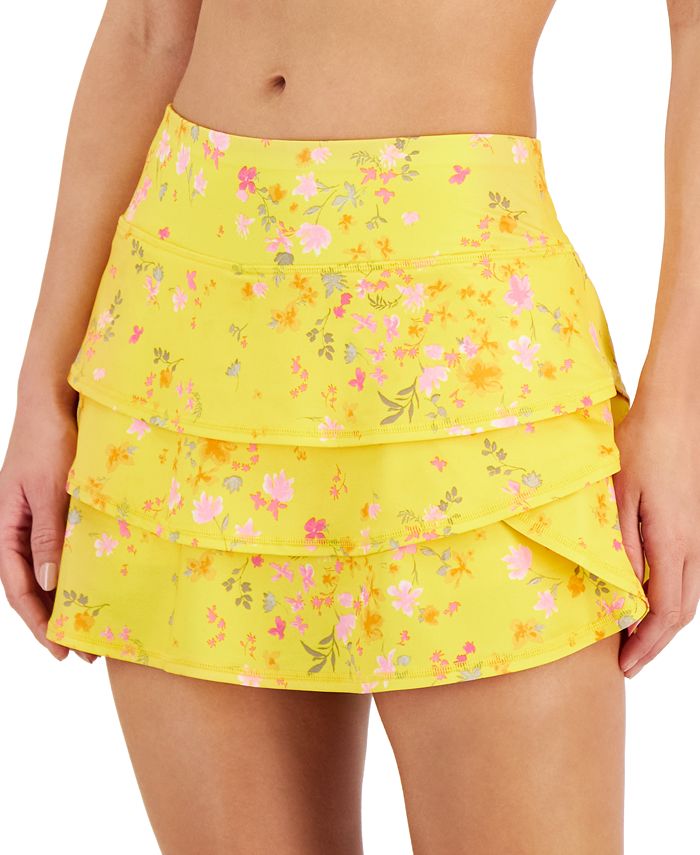 ID Ideology Women's Active Floral-Print Tiered Flounce Skort, Created ...