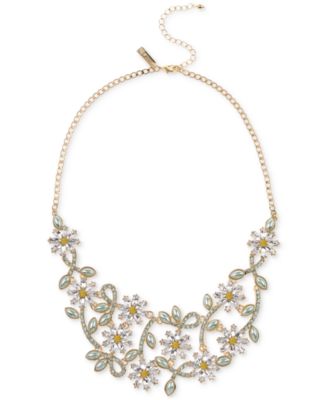 Photo 1 of INC International Concepts Gold-Tone Multi-Stone Flower Statement Necklace, 18" + 3" extender