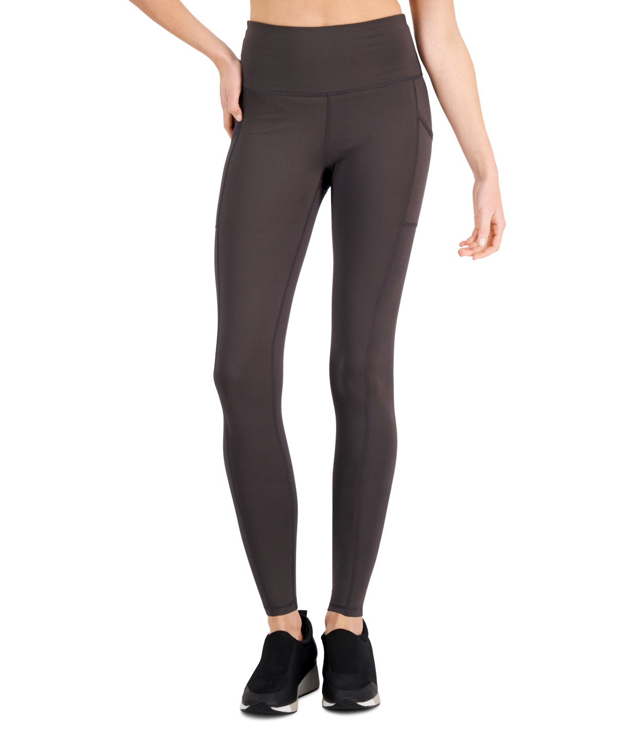 Women's Compression Pocket Full-Length Leggings, Created for Macy's - Deep Charcoal