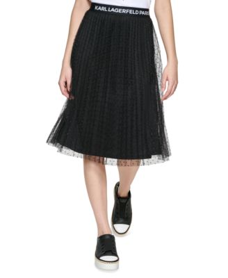 Karl Lagerfeld Paris - Pleated Mesh Dot Skirt