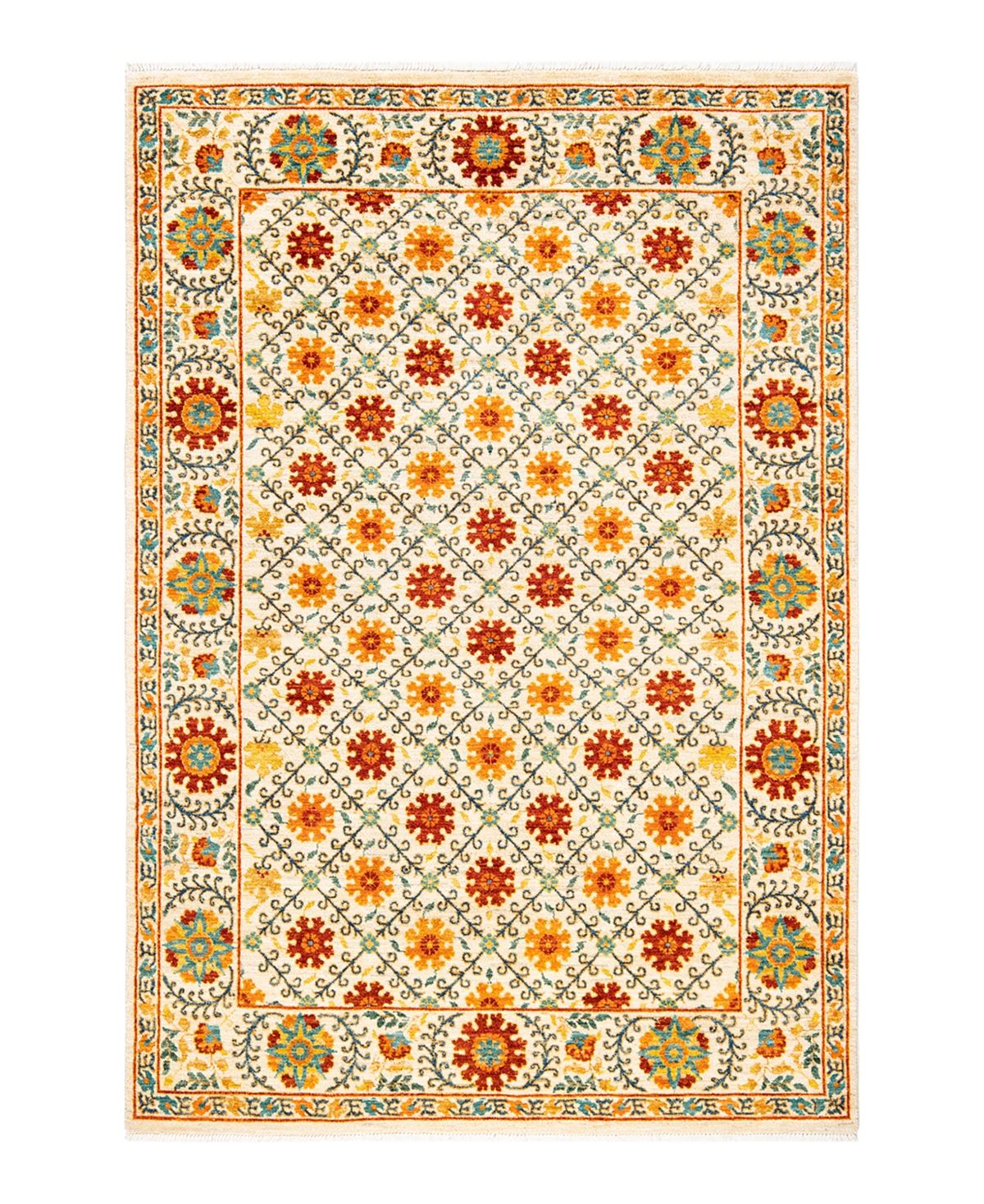 Adorn Hand Woven Rugs Suzani M169524 5'2in x 7'7in Area Rug - Ivory