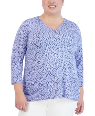 Jones New York - Plus Size Printed 3/4-Sleeve Top