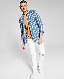 Men's Soft Plaid Button-Up Shirt