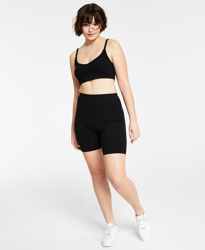 Bar III Women's Ribbed Bike Shorts, Created for Macy's Macy's