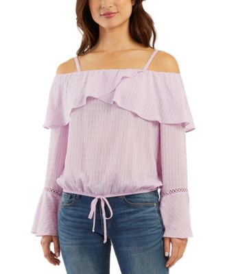 BCX - Juniors' Off-The-Shoulder Drawstring Top