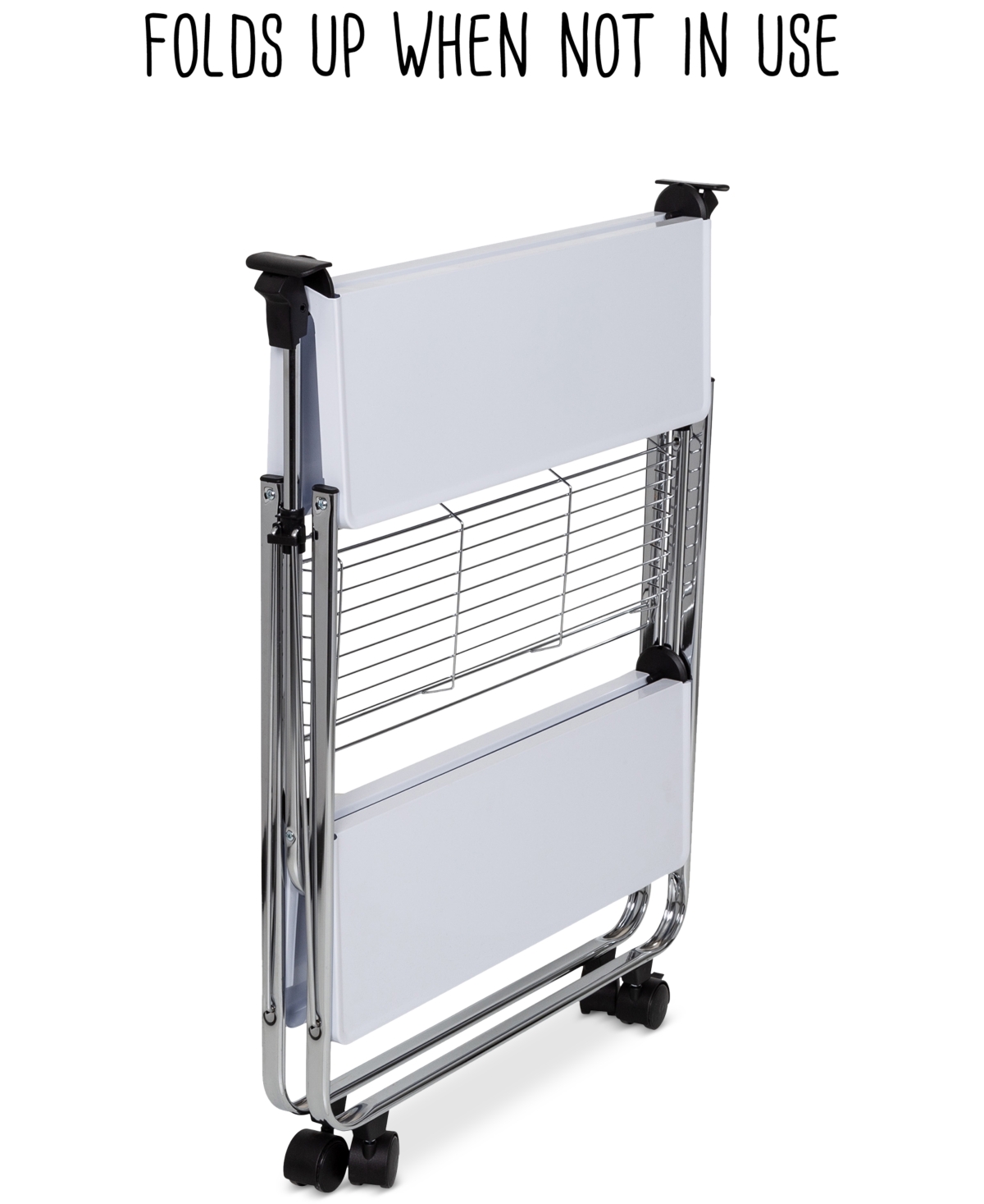 Shop Honey Can Do Modern Foldable Rolling Kitchen Cart In White