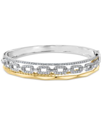 EFFY Collection - Diamond Chain Link Bangle Bracelet (2-1/10 ct. t.w.) in 14k White and Yellow Gold