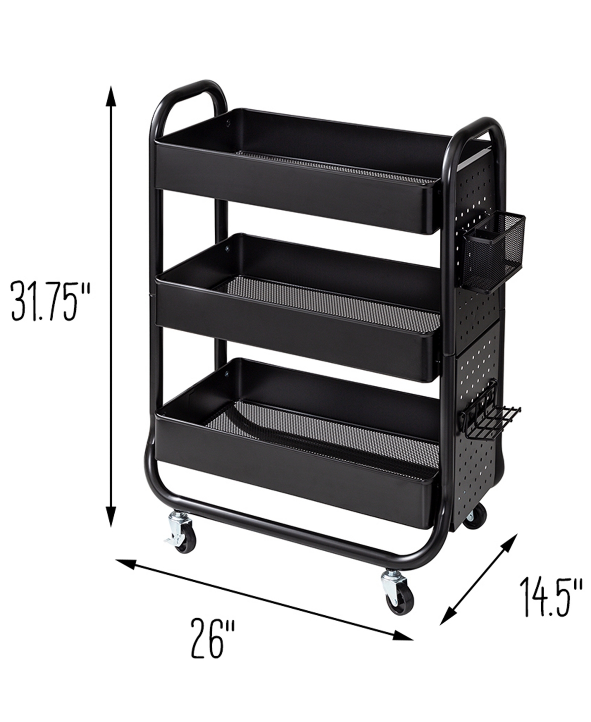 Shop Honey Can Do Rolling Craft Cart With Peg Board In Black
