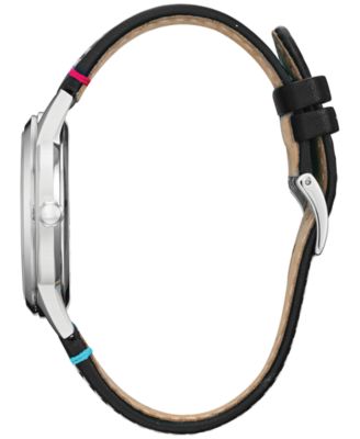 Sensational Six Black Leather Strap Watch 40mm