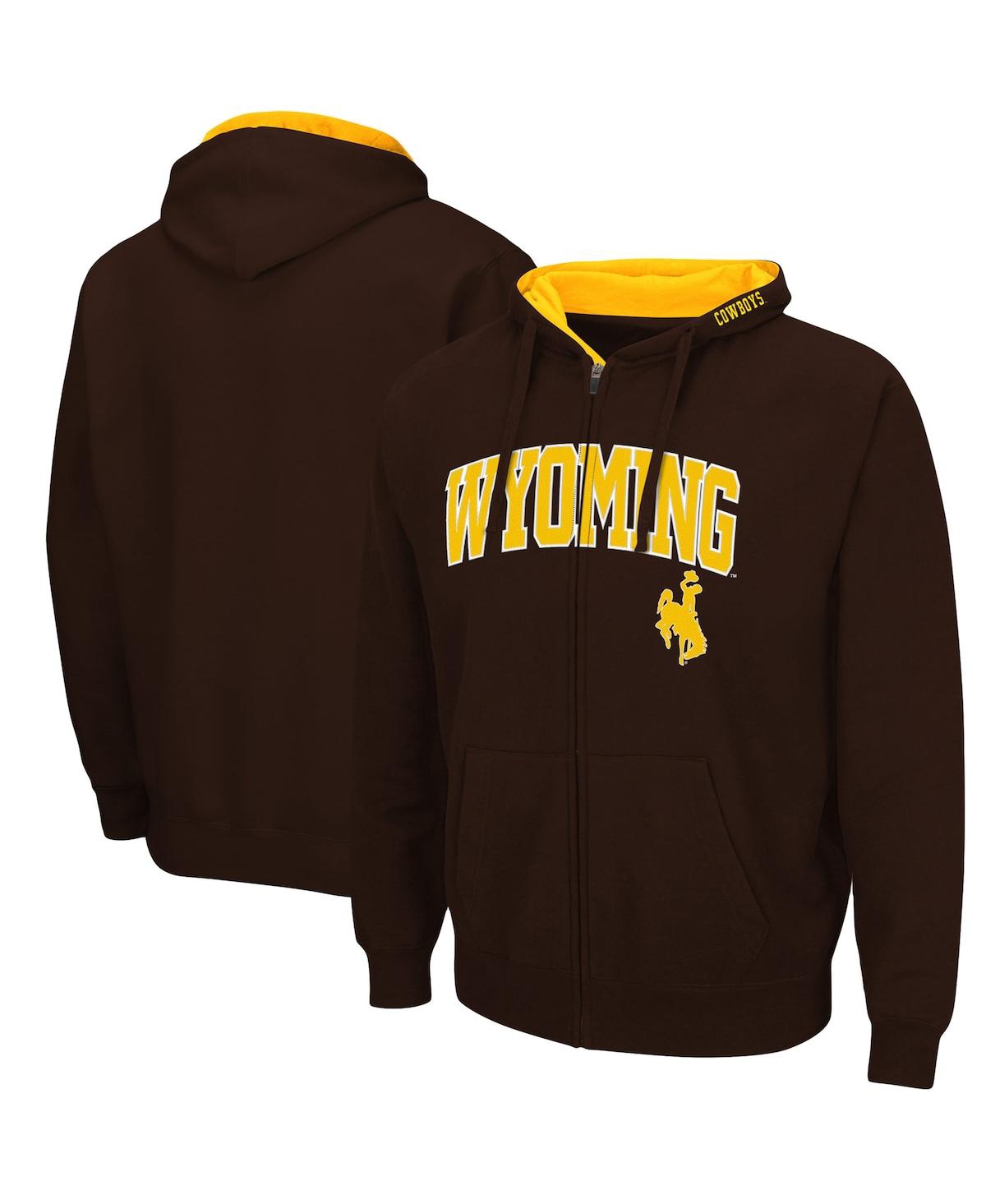 Colosseum Men's  Brown Wyoming Cowboys Arch & Logo 3.0 Full-zip Hoodie In Brown
