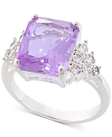 Silver-Tone Pavé & Purple Square Crystal Ring, Created for Macy's