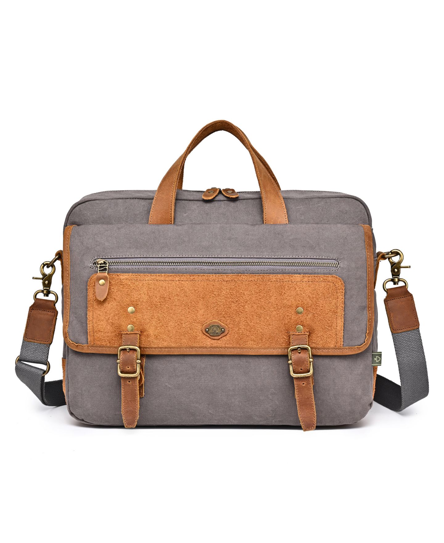 Женские портфели TSD BRAND Valley Oak Canvas Brief Bag, цвет: Серый — фото 10