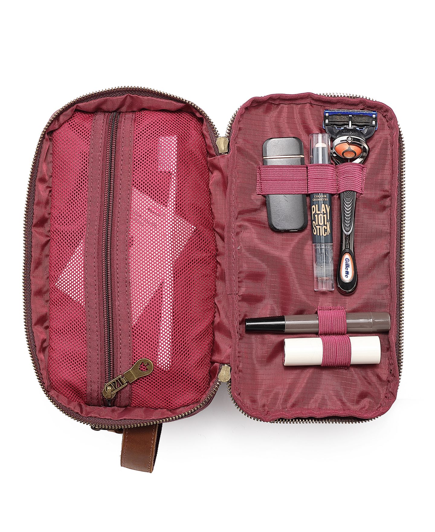 Женский несессер TSD BRAND Turtle Ridge Waxed Canvas Toiletry Bag, цвет: Бордовый — фото 4
