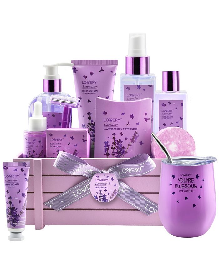Lavender Bath Spa Gift Set for Him and Her. Bath Gift Basket for Christmas Gift for Women, Couples Gift for Holidays. Gift Set for Bath Body Works