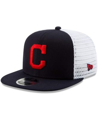 Men's New Era Navy, White Cleveland Indians Mesh Fresh 9FIFTY