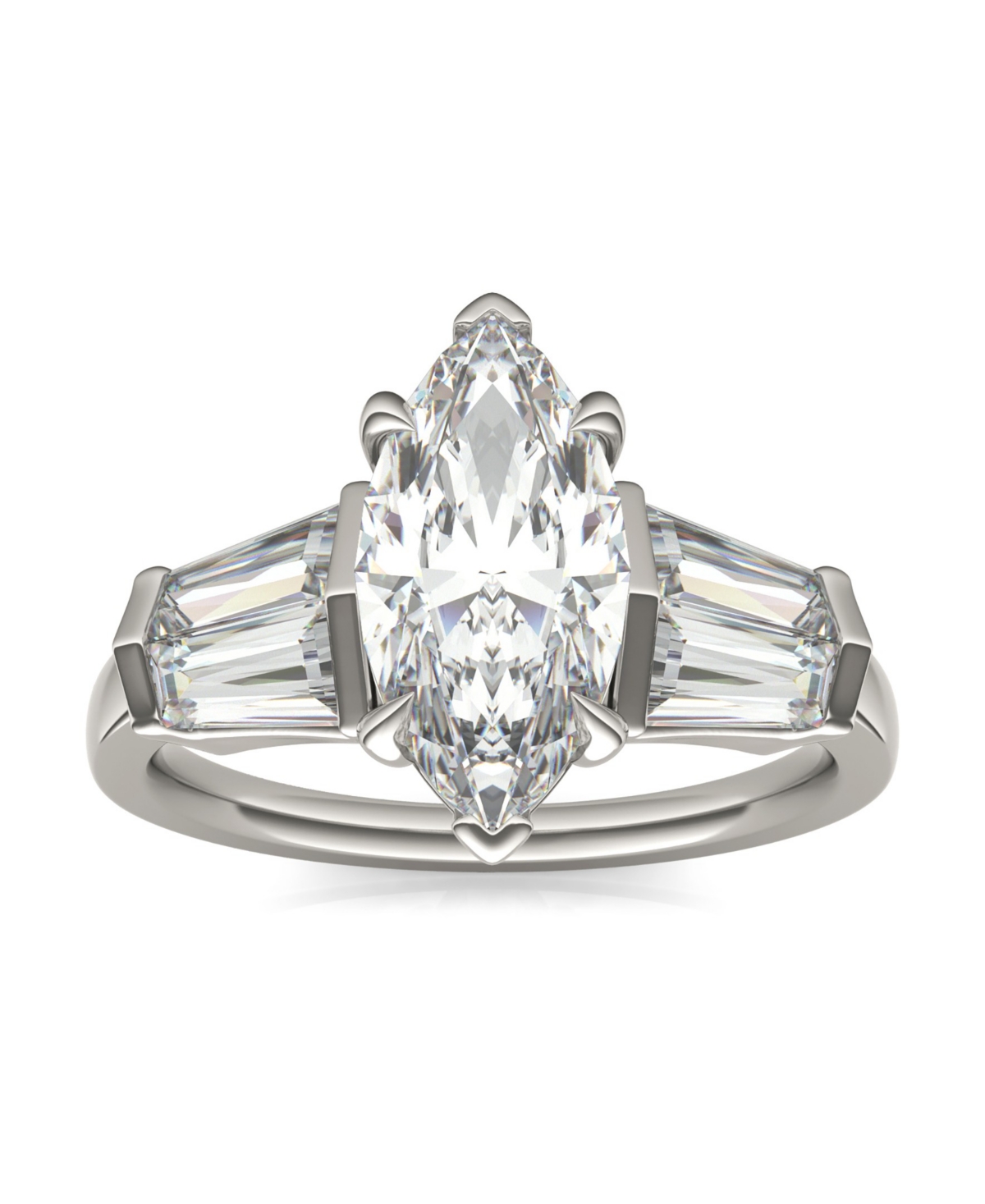 Moissanite Marquise Engagement Ring (3-1/3 Carat Total Weight Diamond Equivalent) in 14K White Gold - White Gold