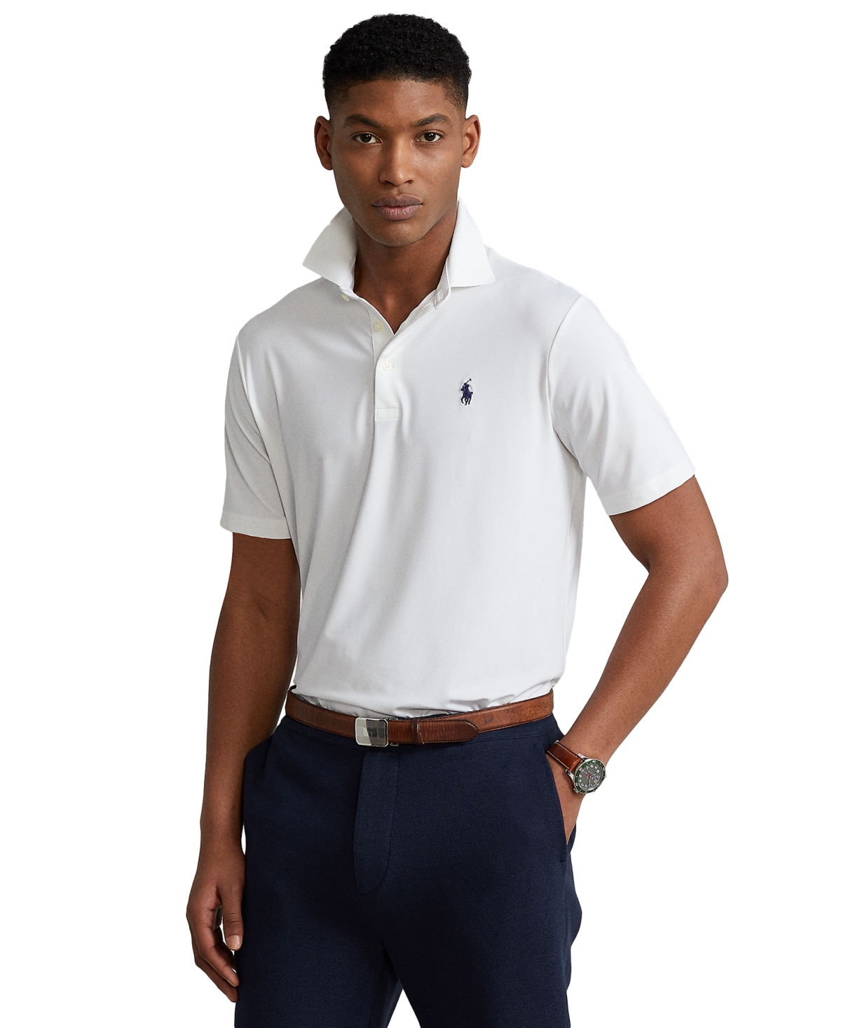 Polo Ralph Lauren Stretch-cotton Performance Tailored Polo Shirt In White