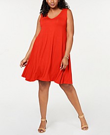 Plus Size Solid Crisscross-Back Dress, Created for Macy's 