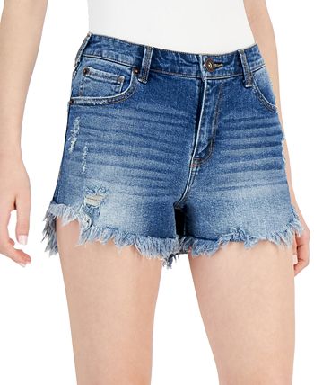 INC International Concepts Women s High Rise Frayed Denim Shorts